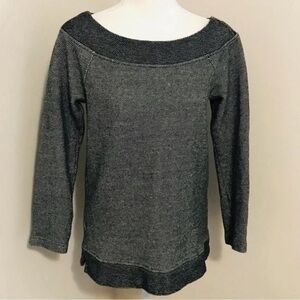 LOFT Gray Boatneck Textured Knit Sweater